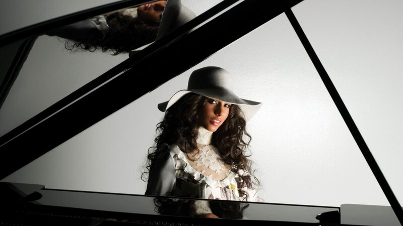 Woman in Hat at Piano — White