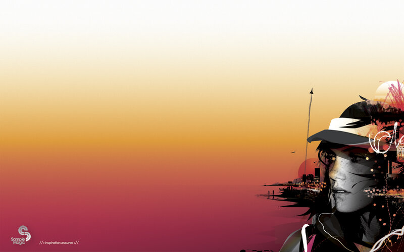Woman in Hat at Sunset — Orange