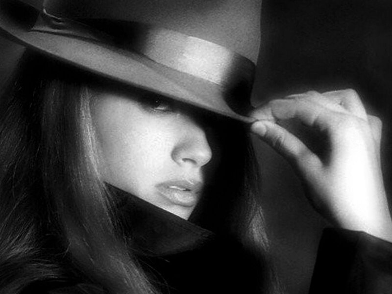 Woman in Hat — Black, Dramatic