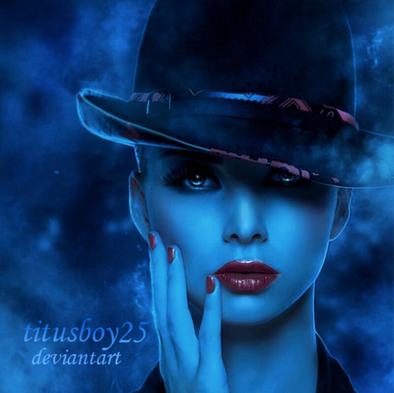 Woman in Hat — Blue
