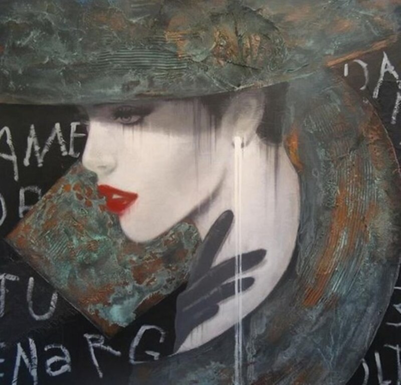 Woman in Hat Painting