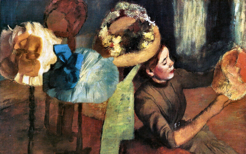 Woman in Hat Shop — Brown