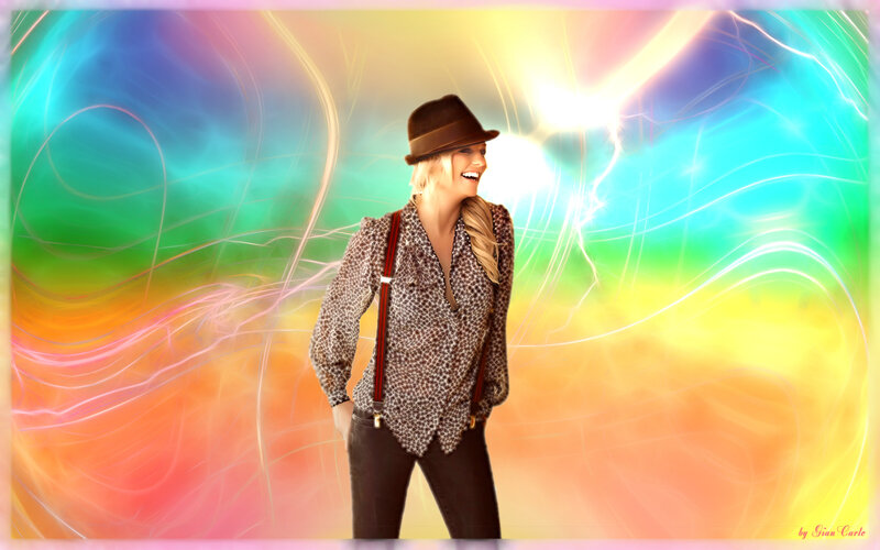 woman in hat with colorful background