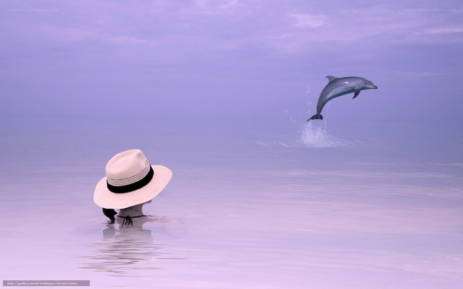 Woman in hat with dolphin