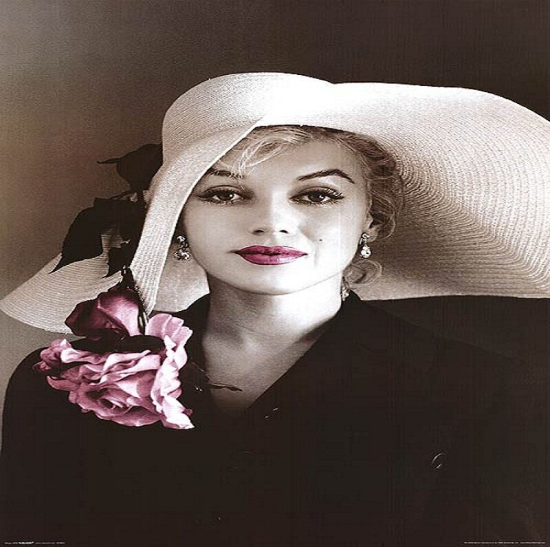 Woman in Hat with Flowers — Black