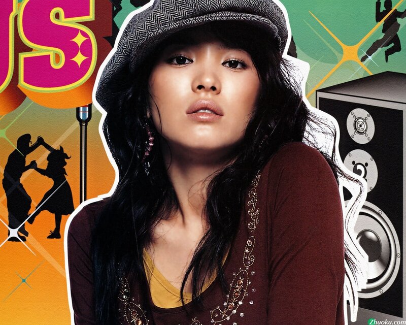 woman in hat with music theme