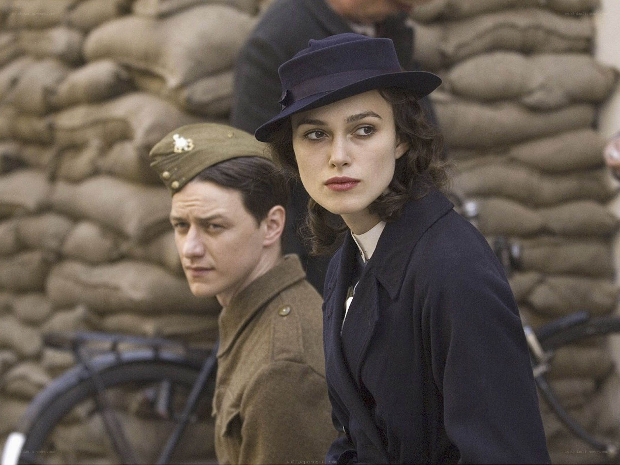 Woman in hat with soldier