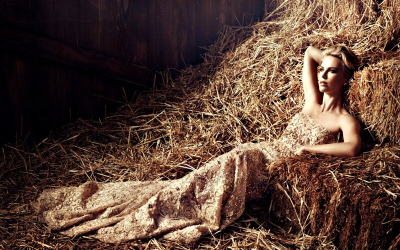 Woman in Hay Bale — Brown, Dramatic