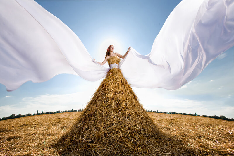 Woman in Hay Dress