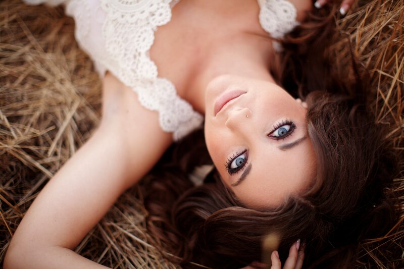woman in hay field
