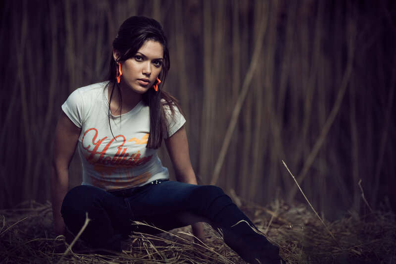 woman in hay field
