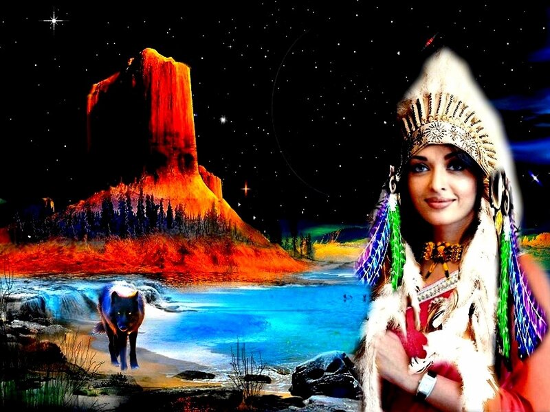 Woman in Headdress — Blue