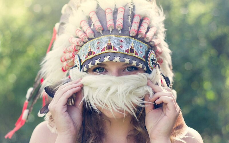 Woman in Headdress — Green
