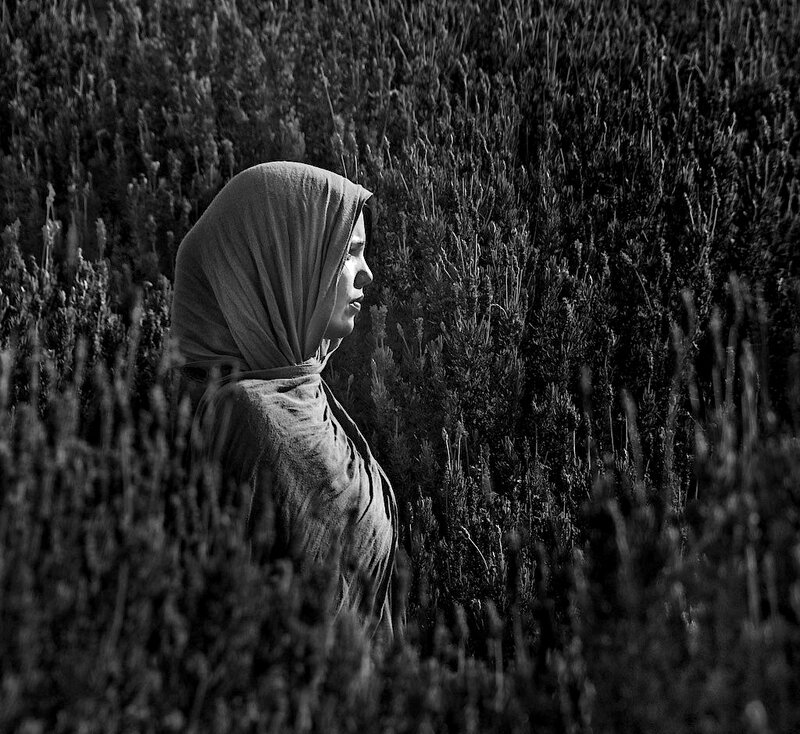 Woman in Headscarf — Black, Serene