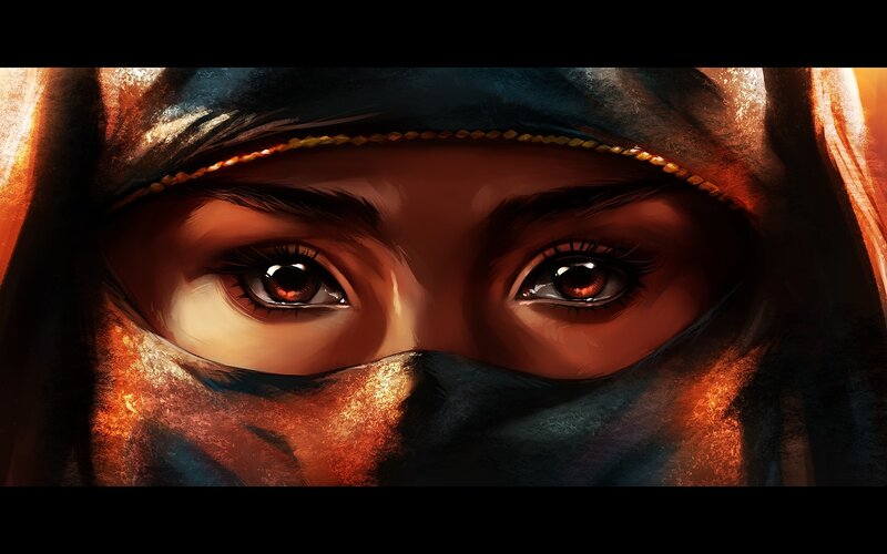 Woman in Headscarf — Brown