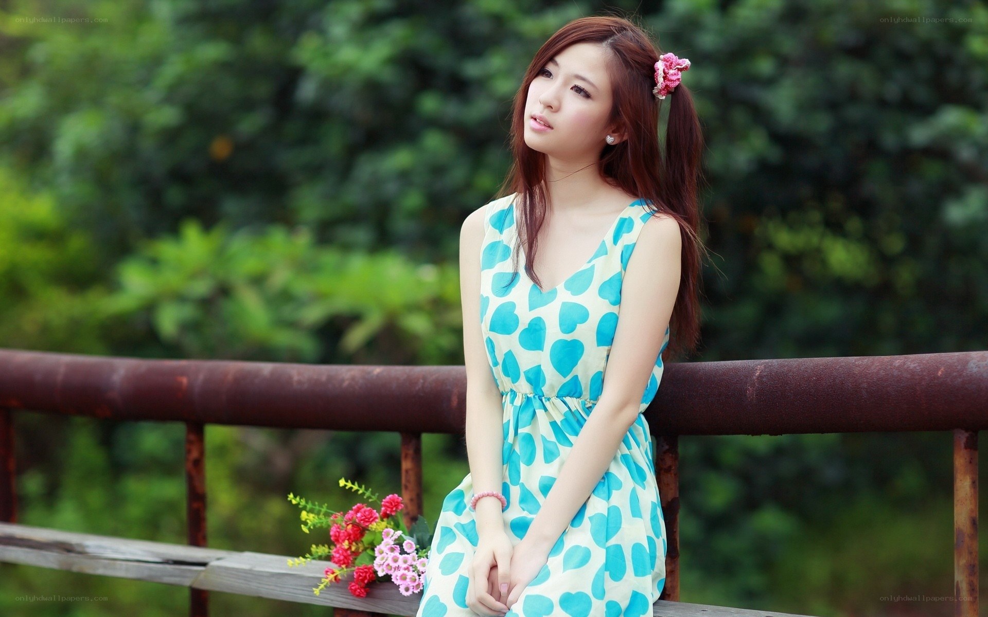 Woman in heart dress