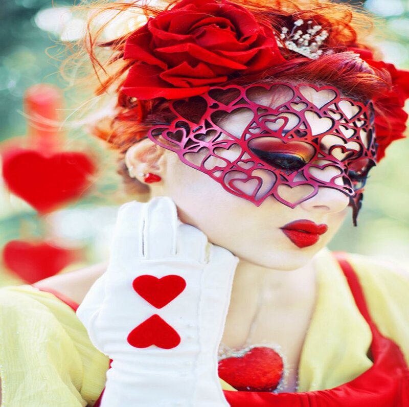 Woman in Heart Mask