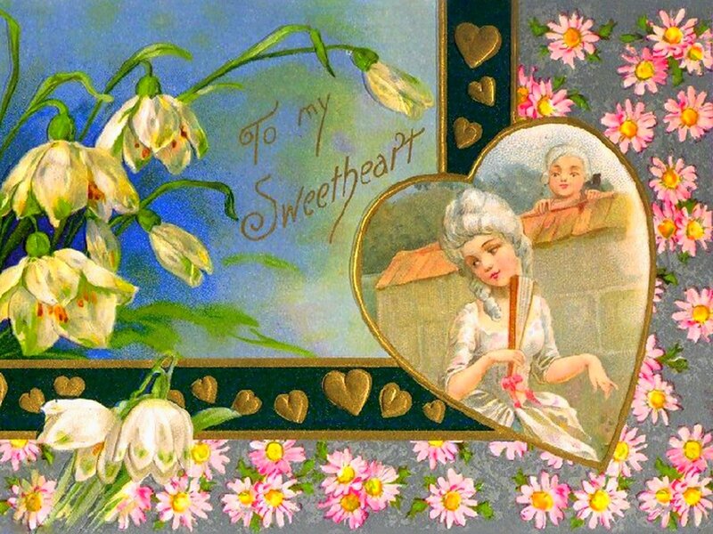 Woman in Heart-shaped Frame — Blue, Romantic