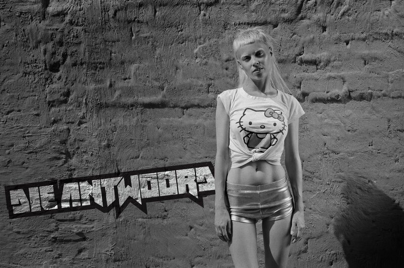 Woman in Hello Kitty shirt