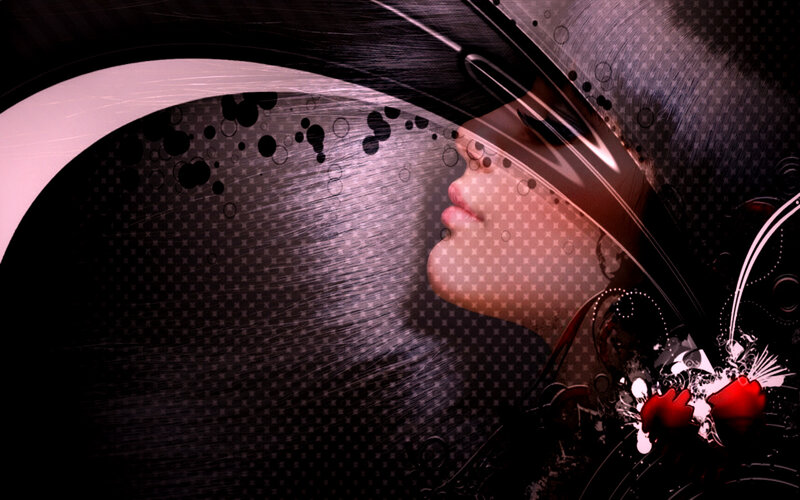 Woman in Helmet — Black, Dramatic