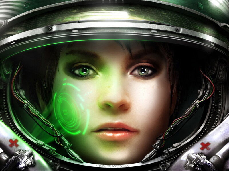 Woman in Helmet — Green