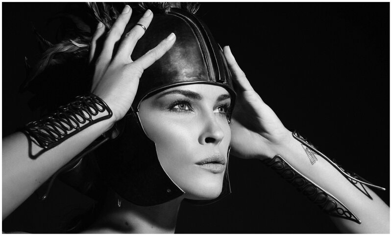 woman in helmet portrait