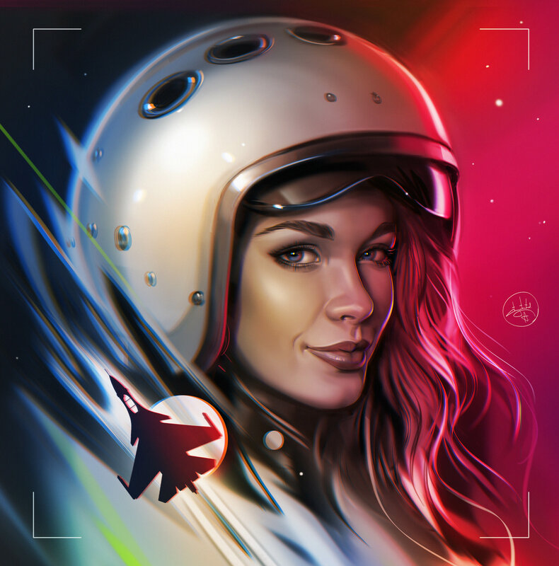 Woman in Helmet — Red