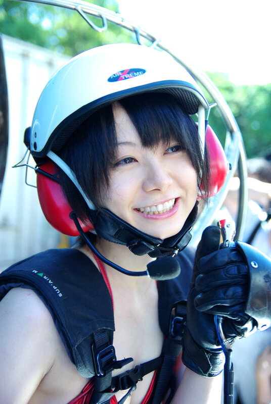 Woman in helmet smiling