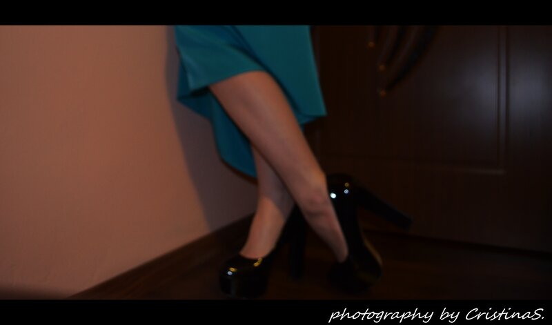 Woman in High Heels — Black, Dramatic, Night, Photograph
