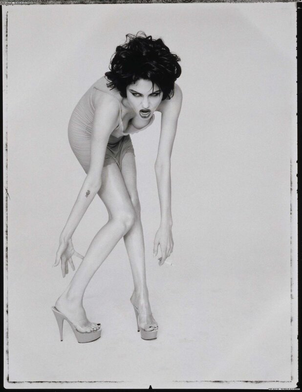 Woman in High Heels — Black, Dramatic, Photograph, Cigarette, Tattoo