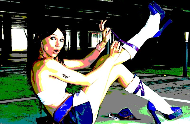 Woman in High Heels — Blue, Dramatic, Digital Art, High Heels