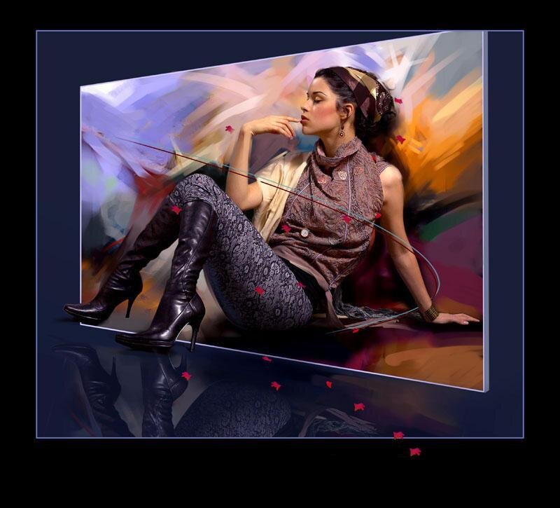 Woman in High Heels — Purple, Dramatic, Digital Art