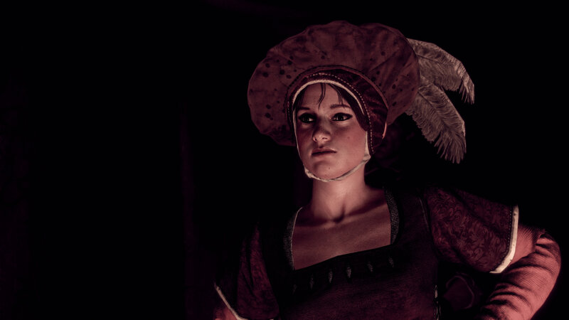 Woman in Historical Dress — Black, Dramatic, Night, 3d Render