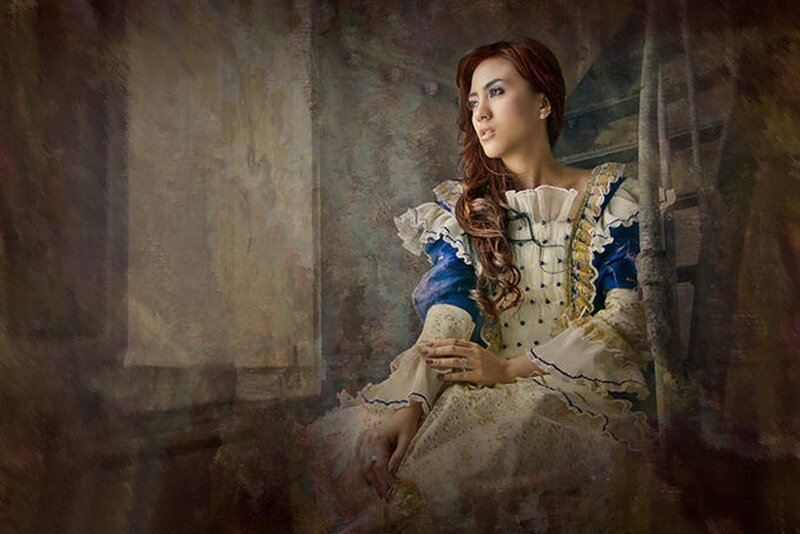 Woman in Historical Dress — Blue, Dramatic
