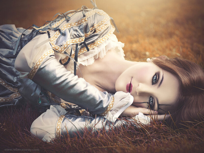 Woman in Historical Dress — Brown, Dramatic, Sunset