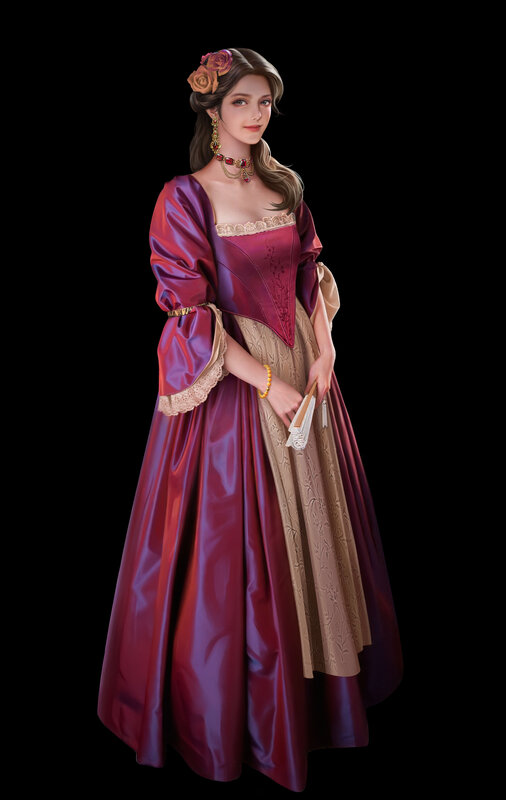 Woman in Historical Dress — Purple, Serene