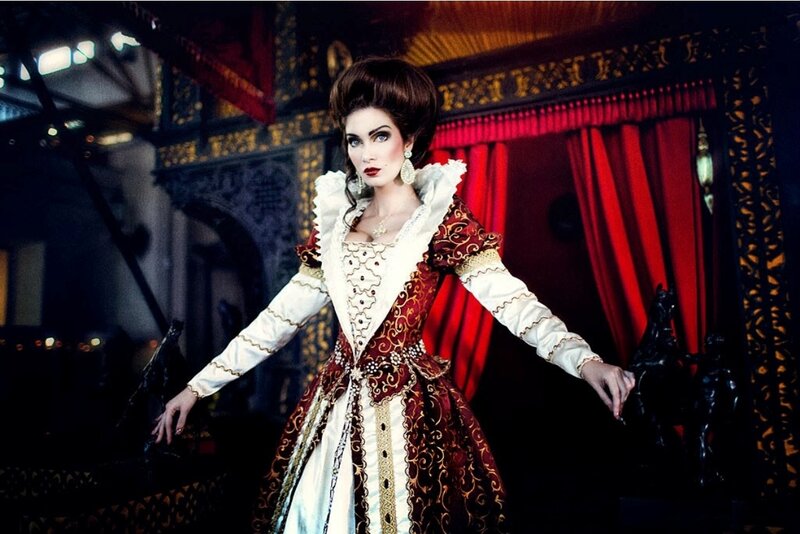 Woman in Historical Dress — Red, Dramatic