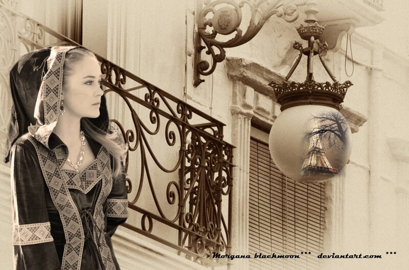 Woman in Historical Dress — Sepia