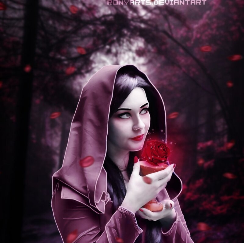 Woman in Hood Holding Rose