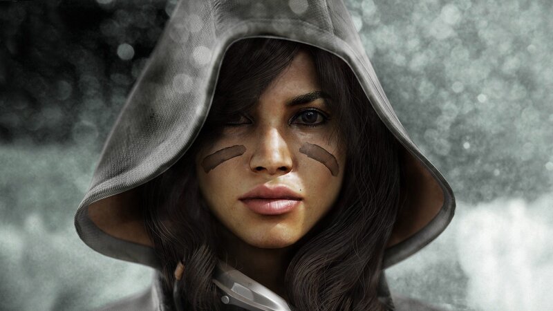 woman in hood with face paint