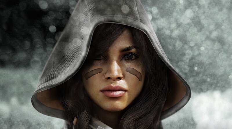 woman in hood with face paint