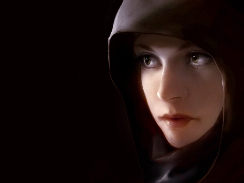 woman in hooded cloak