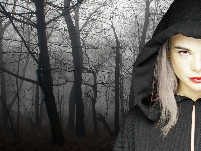 woman in hooded cloak