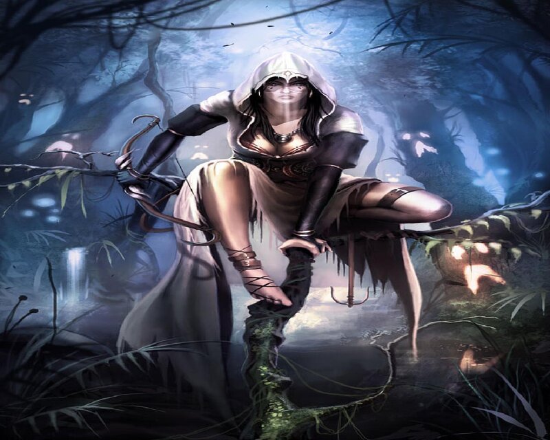 Woman in Hooded Cloak — Blue, Mysterious, Night