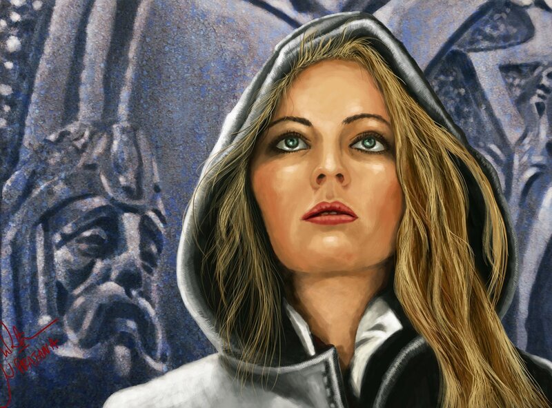 Woman in Hooded Cloak — Blue