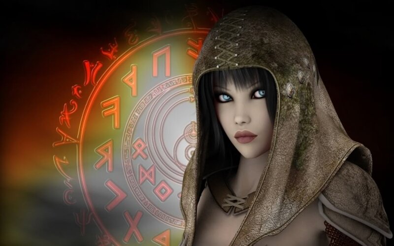 Woman in Hooded Cloak — Brown, Dramatic, Digital Art