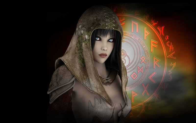 Woman in Hooded Cloak — Brown, Dramatic