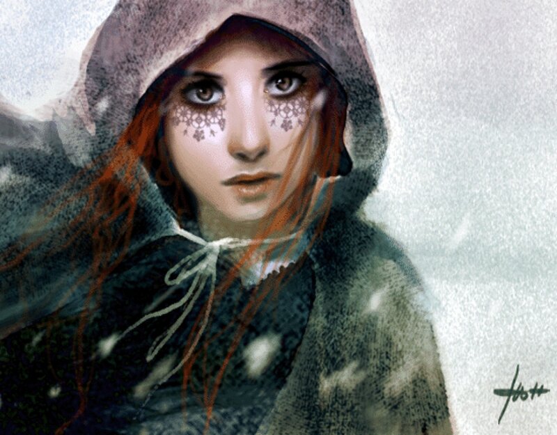 Woman in Hooded Cloak — Gray, Cold