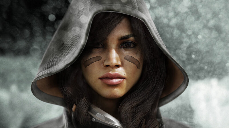 Woman in Hooded Cloak — Gray