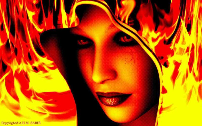 Woman in Hooded Cloak — Red